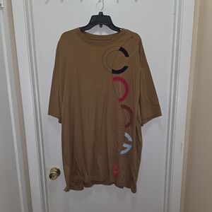Brown Graphic T-Shirt with Multicolor Design